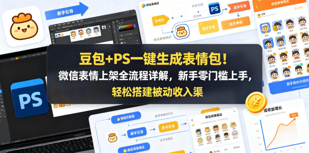 豆包+PS一键生成表情包！微信表情上架全流程详解，新手零门槛上手，轻松搭建被动收入渠道-易创网
