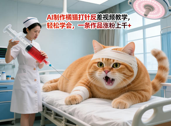 AI制作橘猫打针反差视频教学，轻松学会，一条作品涨粉上千+-易创网