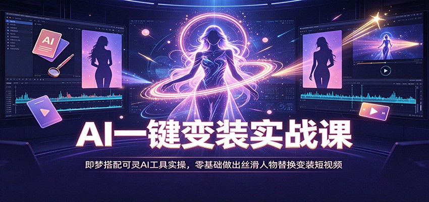 AI一键变装实战课：即梦搭配可灵AI工具实操，零基础做出丝滑人物替换变装短视频-易创网