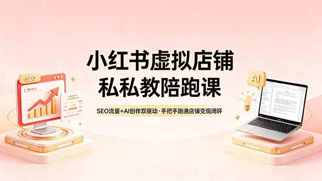 （18248期）小红书虚拟店铺私教陪跑课，SEO流量+AI创作双驱动，手把手跑通店铺变现闭环-易创网