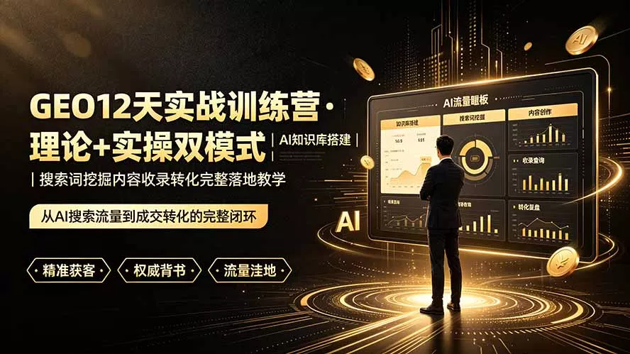 GEO12天实战训练营·理论+实操双模式｜AI知识库搭建｜搜索词挖掘内容收录转化完整落地教学-易创网