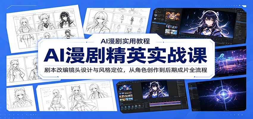 AI漫剧精英实战课：剧本改编镜头设计与风格定位，从角色创作到后期成片全流程-易创网
