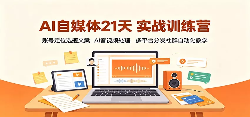 AI自媒体21天实战训练营：账号定位选题文案，AI音视频处理，多平台分发社群自动化教学-易创网