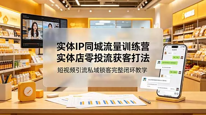 实体IP同城流量训练营：实体店零投流获客打法，短视频引流私域锁客完整闭环教学-易创网