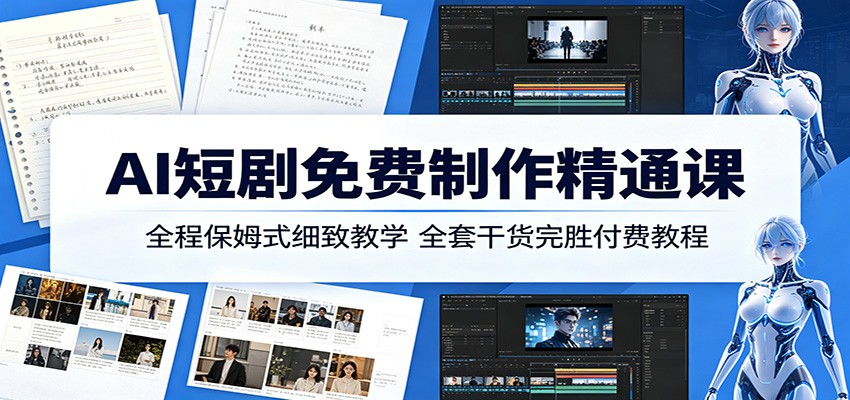 AI短剧免费制作精通课：全程保姆式细致教学，全套干货完胜付费教程-易创网