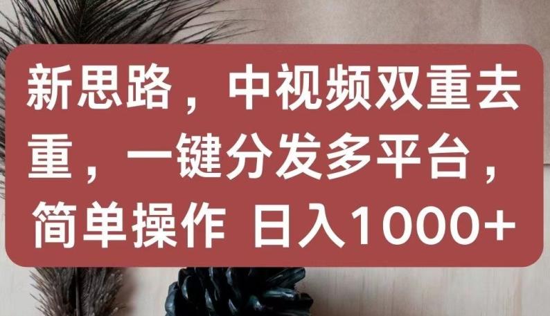 新思路，中视频双重去重，一键分发多平台，简单操作，日入1000+【揭秘】-易创网