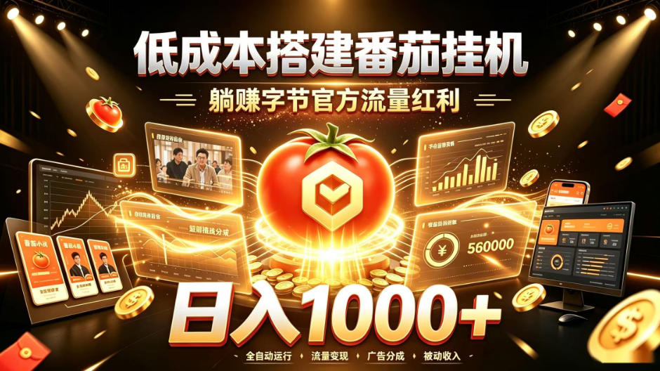 低成本搭建番茄挂G，躺賺字节官方流量红利，日入1k+，全程傻瓜式落地【揭秘】-易创网