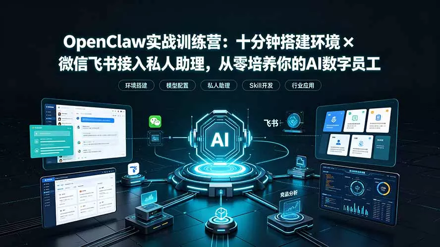 OpenClaw实战特训营：十分钟搭建环境×微信飞书接入私人助理，从零培养你的AI数字员工-易创网