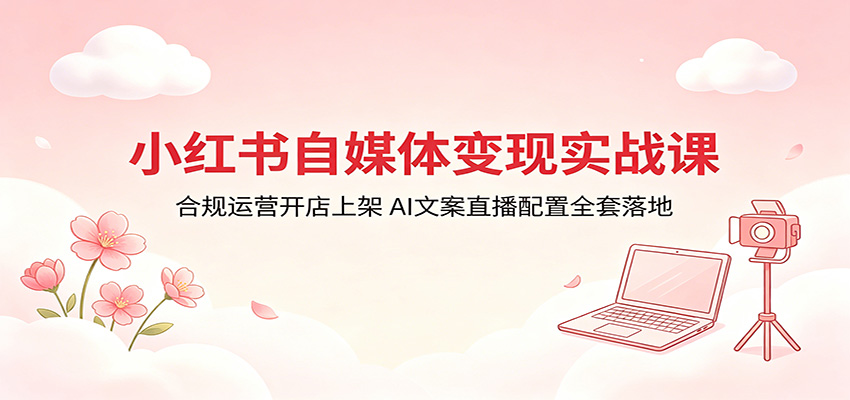 小红书自媒体变现实战课：合规运营开店上架，AI文案直播配置全套落地-易创网