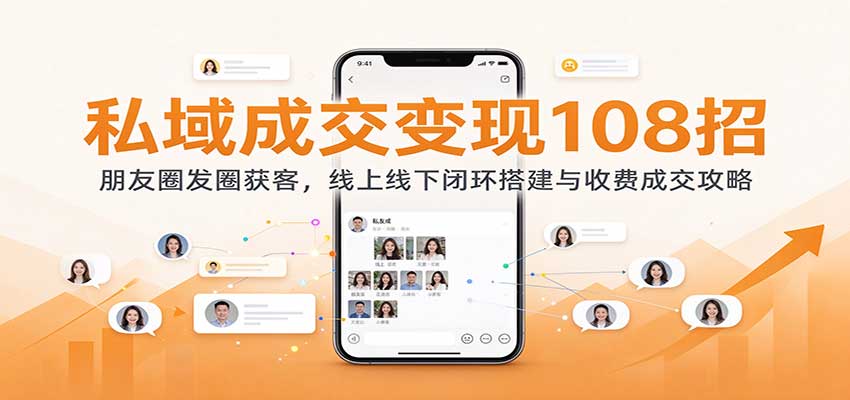 私域成交变现108招：朋友圈发圈获客，线上线下闭环搭建与收费成交攻略-易创网