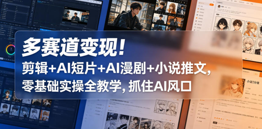多赛道变现！剪辑+AI短片+AI漫剧+小说推文，零基础实操全教学，抓住AI风口-易创网