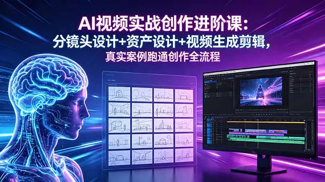 AI视频实战创作进阶课：分镜头设计+资产设计+视频生成剪辑，真实案例跑通创作全流程-易创网