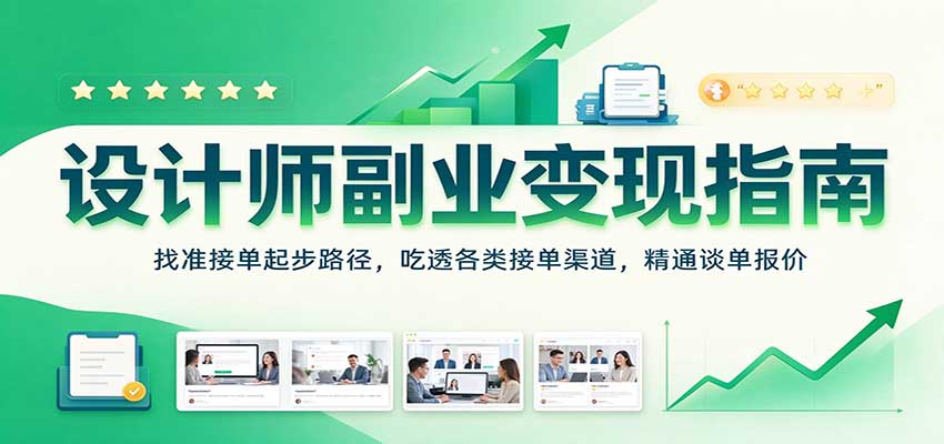 设计师副业变现指南：找准接单起步路径，吃透各类接单渠道，精通谈单报价-易创网
