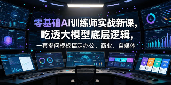 零基础AI训练师实战课，吃透大模型底层逻辑，一套提问模板搞定办公、商业、自媒体、设计、生活全场景AI落地应用-易创网