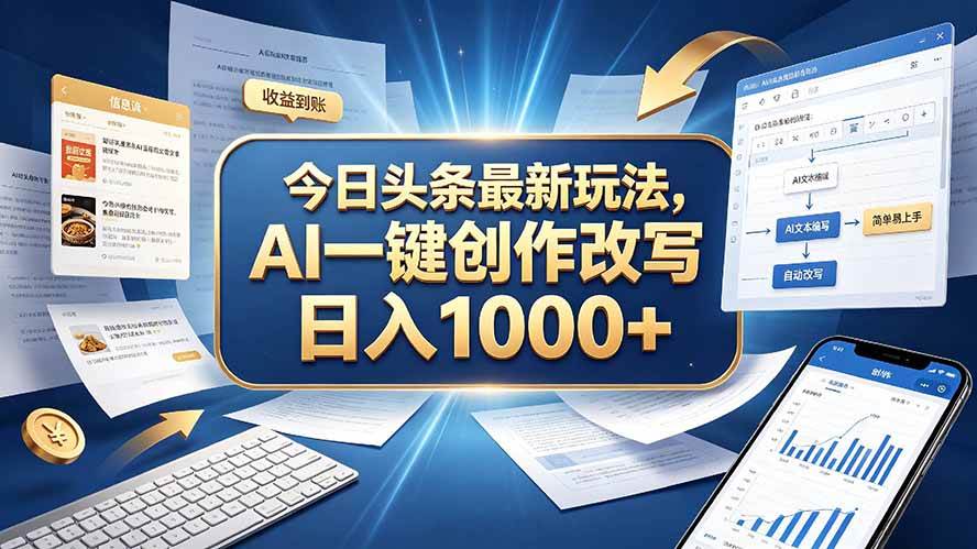 （20566期）今日头条最新玩法，AI 一键创作改写，简单易上手，轻松日入 1000 +-易创网