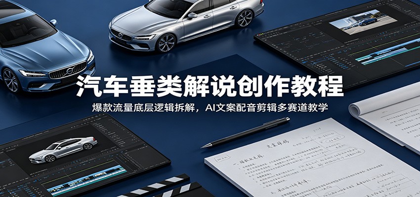 汽车垂类解说创作教程：爆款流量底层逻辑拆解，AI文案配音剪辑多赛道教学-易创网
