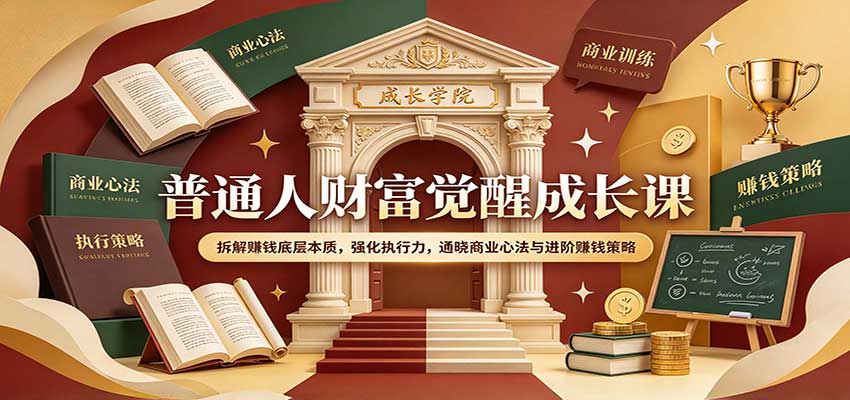 普通人财富觉醒成长课：拆解赚钱底层本质，强化执行力，通晓商业心法与进阶赚钱策略-易创网
