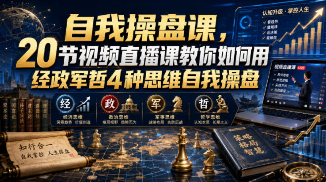 自我操盘课，20节视频直播课教你如何用经政军哲4种思维自我操盘-易创网