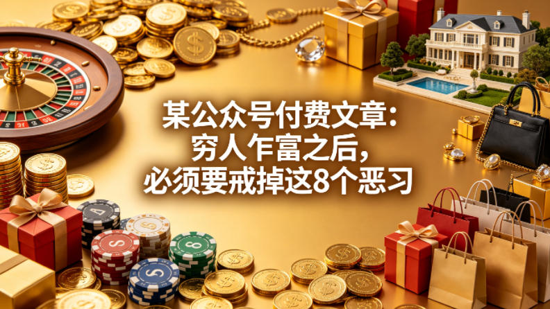 某公众号付费文章：穷人乍富之后，必须要戒掉这8个恶习-易创网