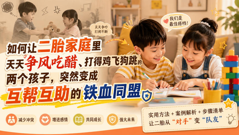 付费文章：如何让二胎家庭里天天争风吃醋、打得鸡飞狗跳的两个孩子，突然变成互帮互助的铁血同盟？-易创网