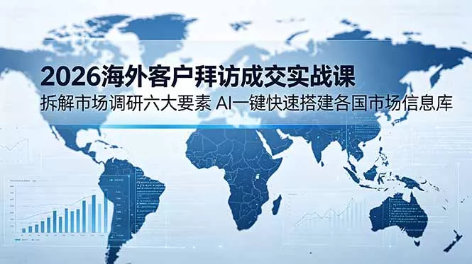 2026海外客户拜访成交实战课：拆解市场调研六大要素，AI一键快速搭建各国市场信息库-易创网