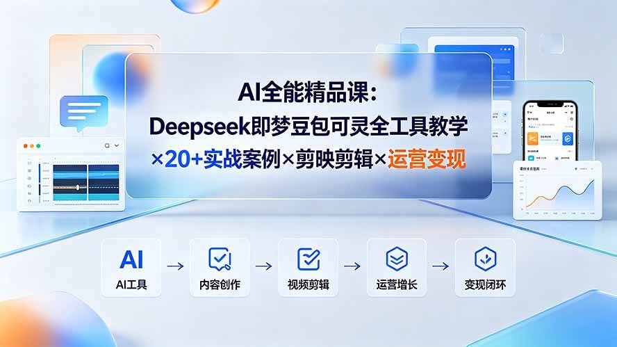 （19278期）AI全能精品课：Deepseek即梦豆包可灵全工具教学×20+实战案例×剪映剪辑×运营变现-易创网