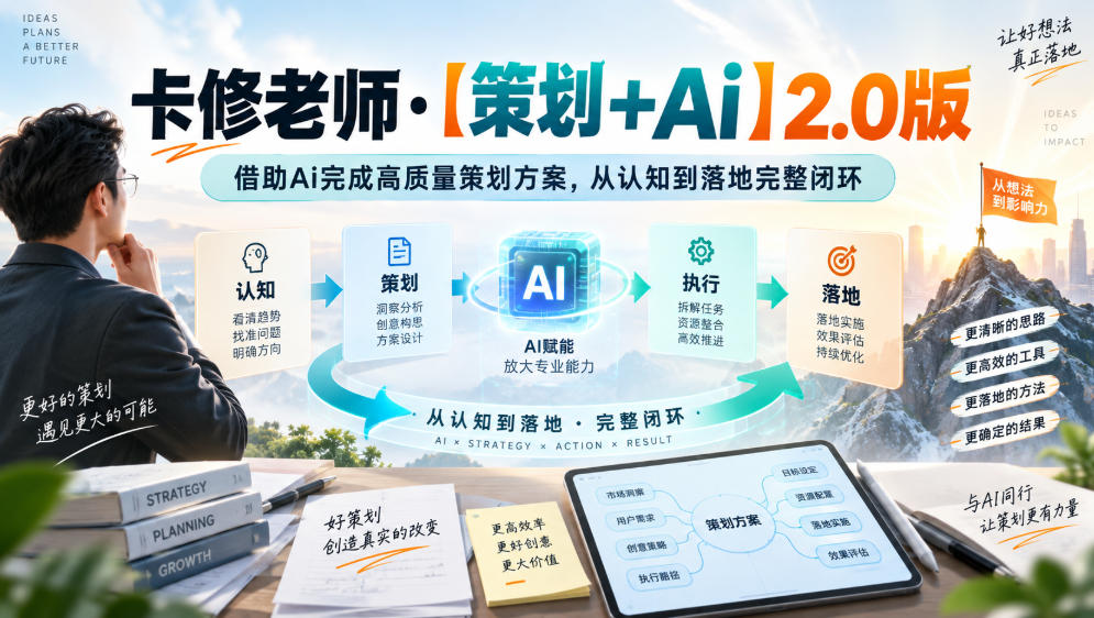 卡修老师·【策划+Ai】2.0版借助Ai完成高质量策划方案，从认知到落地完整闭环-易创网