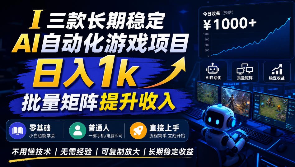 AI自动化游戏，日入千元，稳定运行三年！-易创网