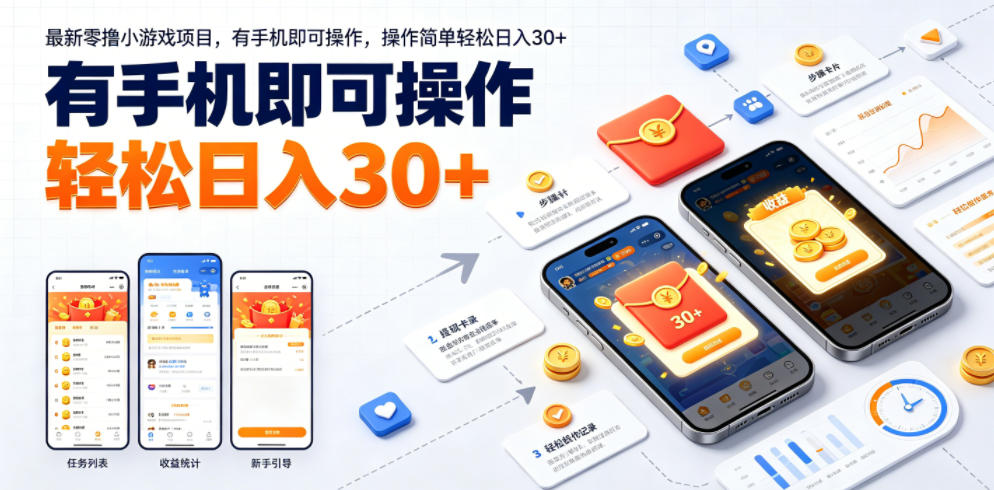 最新零撸小游戏项目，有手机即可操作，操作简单轻松日入30+-易创网