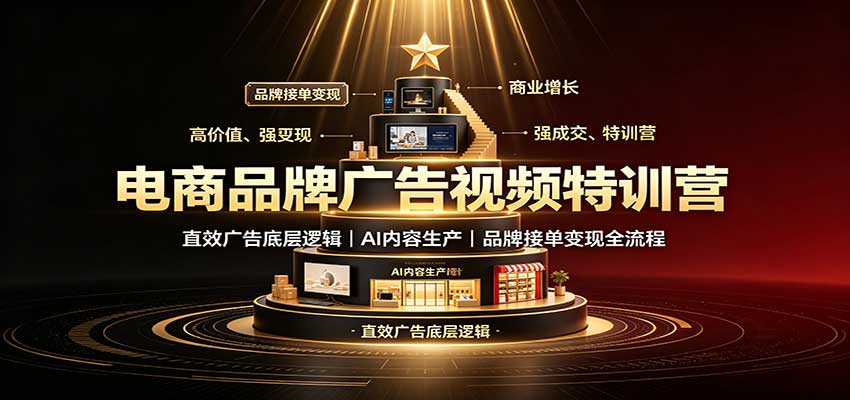 电商品牌广告视频特训：直效广告底层逻辑，AI内容生产，品牌接单变现全流程-易创网