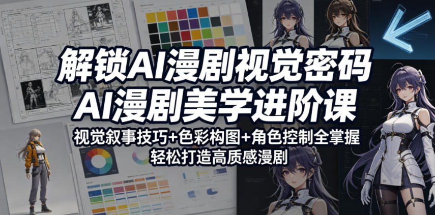 解锁AI漫剧视觉密码，AI漫剧美学进阶课，视觉叙事技巧+色彩构图+角色控制全掌握，轻松打造高质感漫剧-易创网