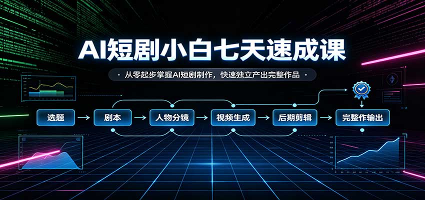 AI短剧小白七天速成课：从零起步掌握AI短剧制作，快速独立产出完整作品-易创网