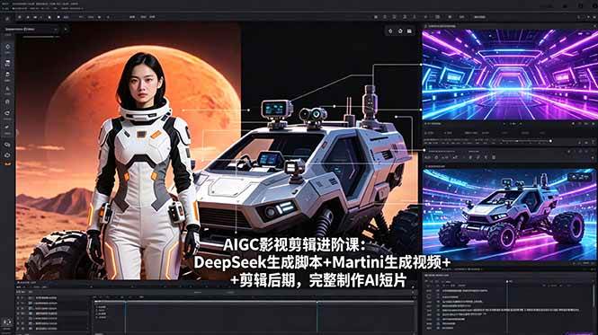 （18475期）AIGC影视剪辑进阶课：DeepSeek生成脚本+Martini生成视频+剪辑后期，完整制作AI短片-易创网