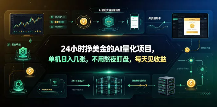 24小时挣美金的AI量化项目，单机日入几十美刀，不用熬夜盯盘，每天见收益【揭秘】-易创网