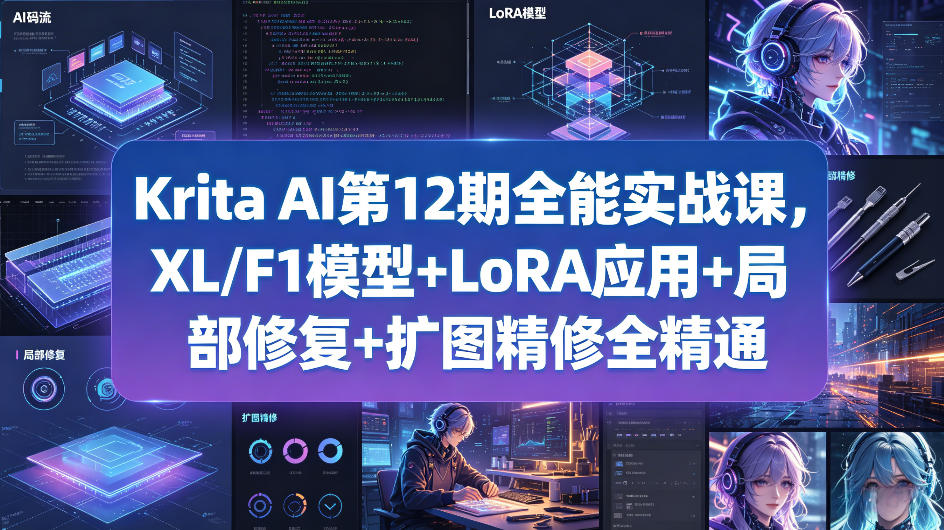 Krita AI第12期全能实战课，XL/F1模型+LoRA应用+局部修复+扩图精修全精通-易创网