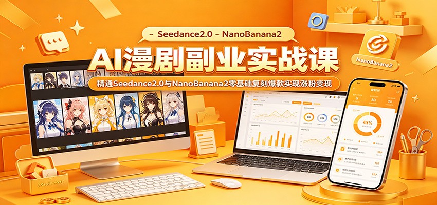 AI漫剧副业实战课：精通Seedance2.0与NanoBanana2零基础复刻爆款实现涨粉变现-易创网