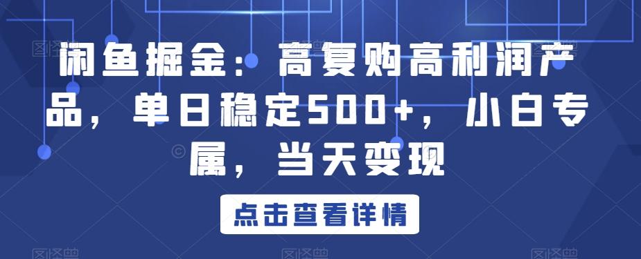 闲鱼掘金：高复购高利润产品，单日稳定500+，小白专属，当天变现-易创网