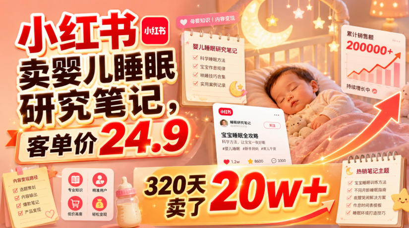 小红书卖婴儿睡眠研究笔记，客单价24.9，320天卖了20w+-易创网