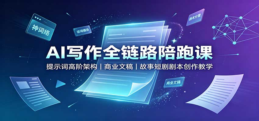AI写作全链路陪跑课：提示词高阶架构，商业文稿，故事短剧剧本创作教学-易创网