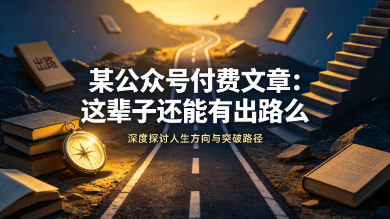 某公众号付费文章：这辈子还能有出路么-易创网