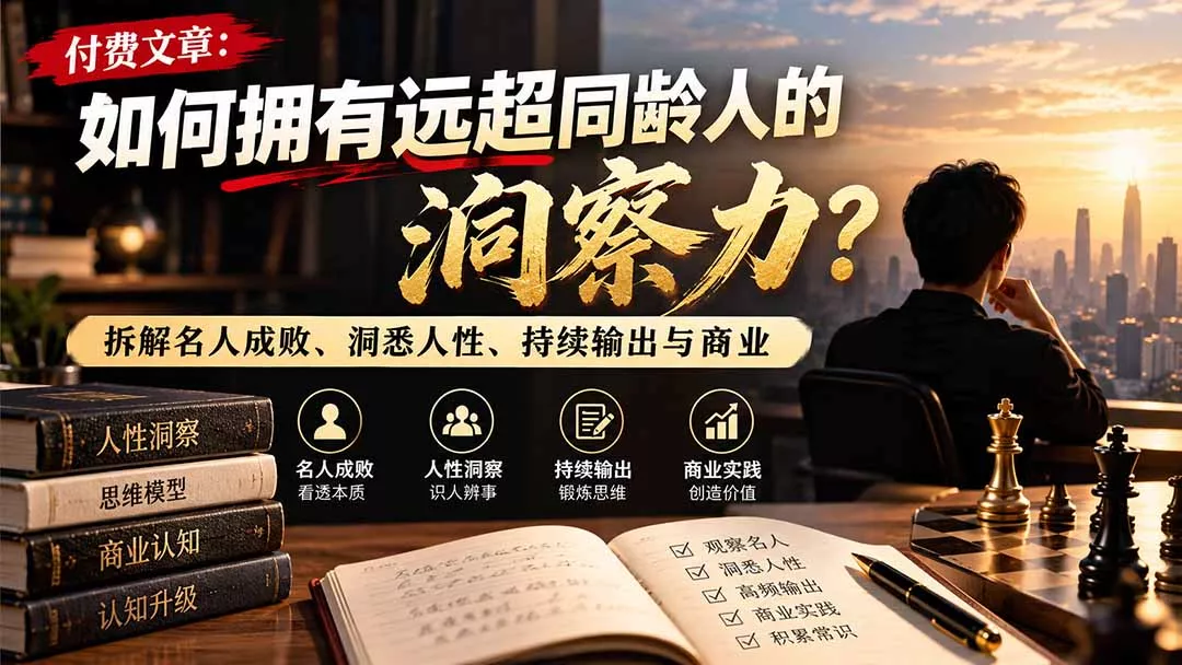 付费文章：如何拥有远超同龄人的洞察力？拆解名人成败、洞悉人性、持续输出与商业实践-易创网
