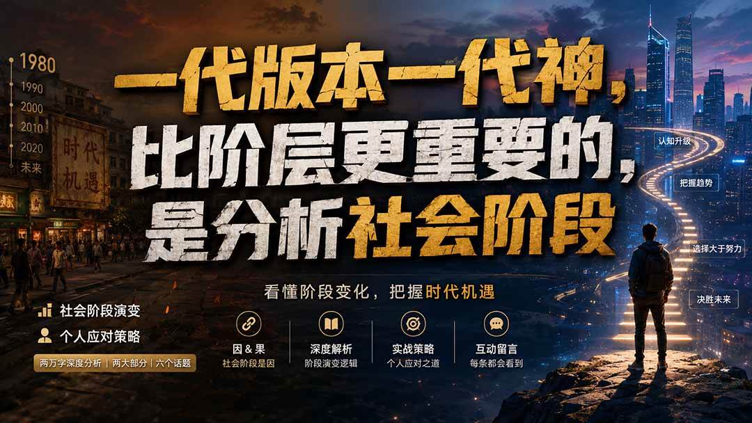（19745期）付费文章：一代版本一代神，比阶层更重要的，是分析社会阶段-易创网
