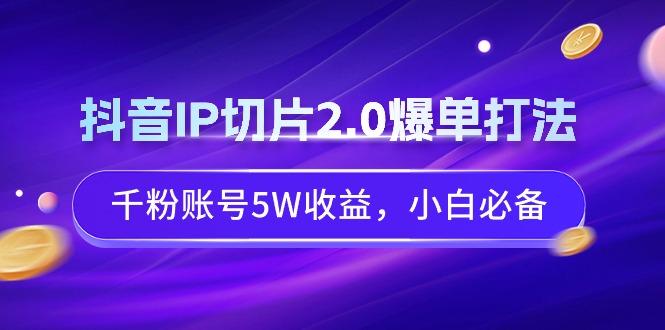 抖音IP切片2.0爆单打法，千粉账号5W收益，小白必备网赚项目-副业赚线-互联网创业-资源整合易创网