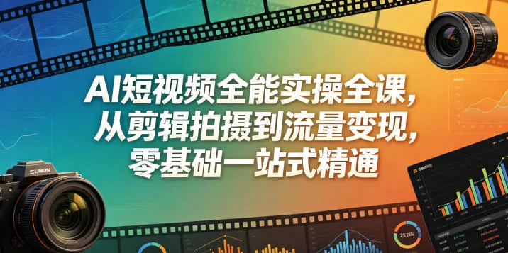 AI短视频全能实操全课，从剪辑拍摄到流量变现，零基础一站式精通-易创网