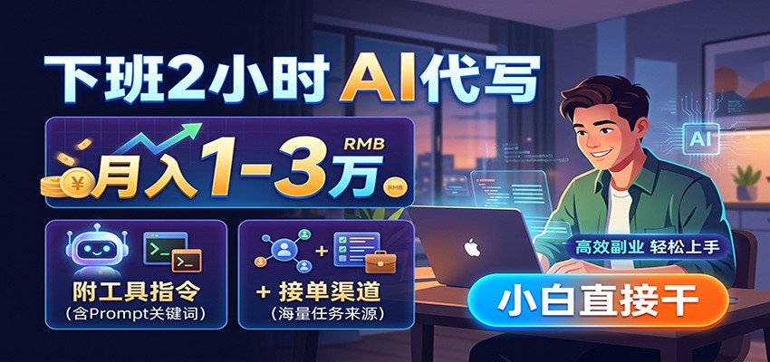 下班2小时AI代写，月入1-3万，附工具指令+接单渠道，小白直接干-易创网