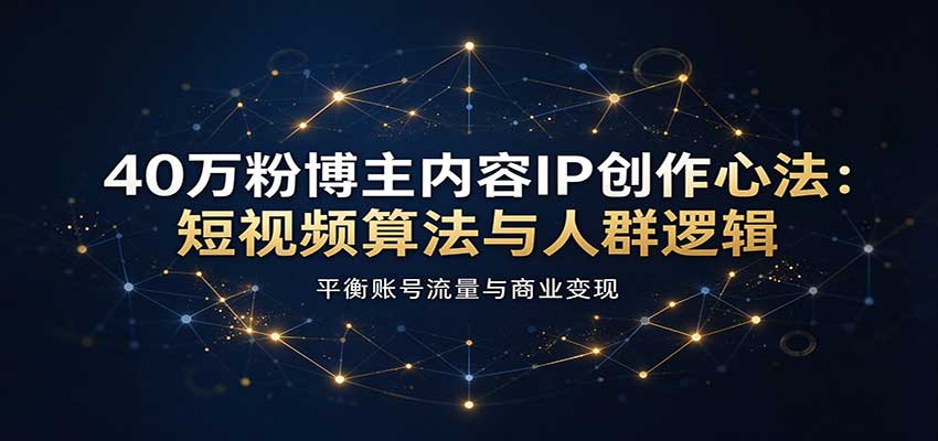 40万粉博主内容IP创作心法：短视频算法与人群逻辑，平衡账号流量与商业变现-易创网