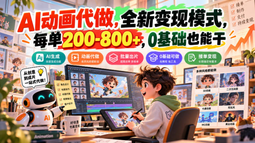 AI动画代做，全新变现模式，每单200-800+，0基础也能干【揭秘】-易创网