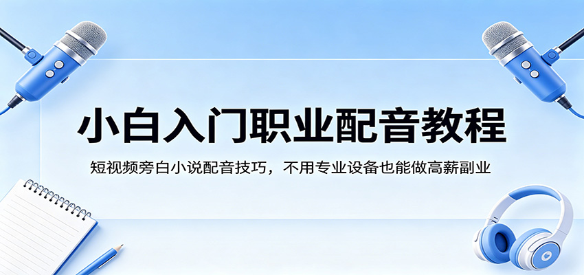 小白入门职业配音教程，短视频旁白小说配音技巧，不用专业设备也能做高薪副业-易创网
