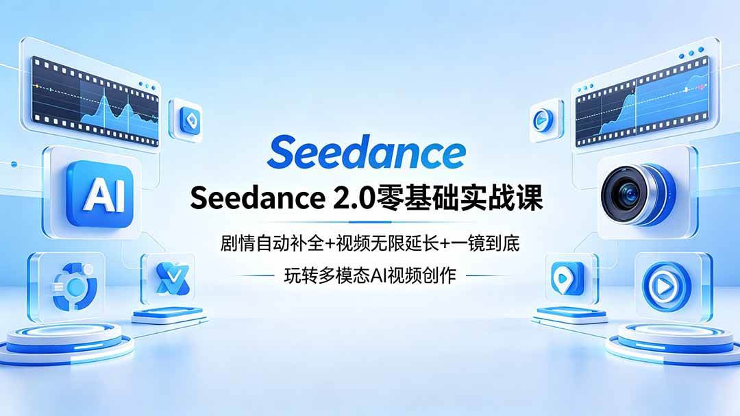 (18312期)Seedance 2.0零基础实战课:剧情自动补全+视频无限延长+一镜到底:玩转多模态AI视频创作 (18312期)Seedance 2.0零基础实战课:剧情自动补全+视频无限延长+一镜到底:玩转多模态AI视频创作