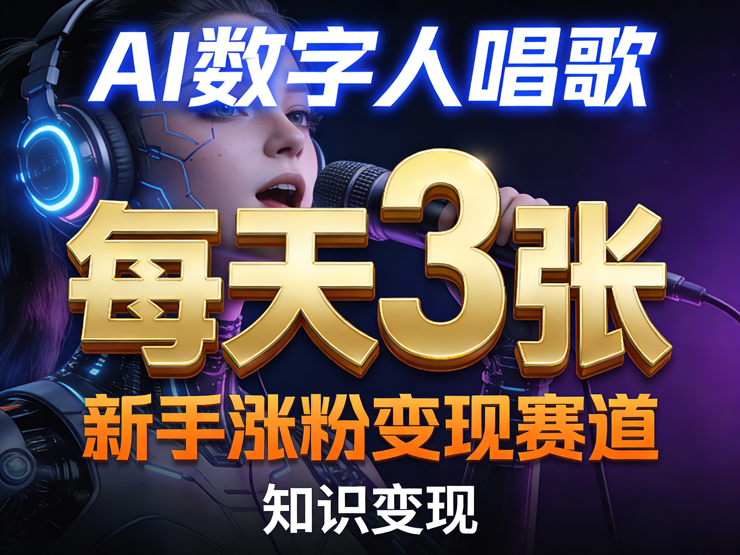 AI数字人唱歌，新手涨粉变现赛道，每天3张和知识付费，副业必备-易创网